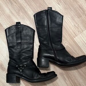 Black Leather Women's Mid Calf Boots